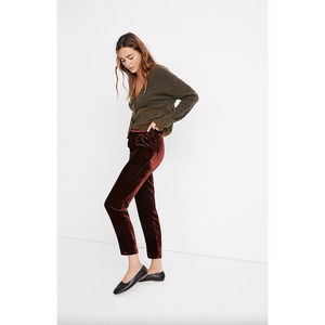 Madewell Velvet Tapered Pleat Pull-On Pants Size M
